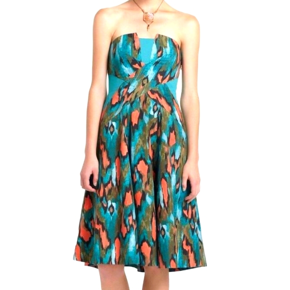 girls from savoy Dresses & Skirts - Teal painted Ikat strapless dress Girls From Savoy size 8